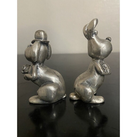 Vintage Peltro Italy Pewter Bride and Groom Dog Figurines Heavy Fine Pewter RARE - Picture 6 of 16